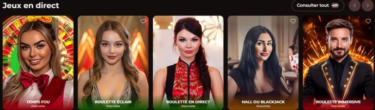 Vincispin Casino jeux live